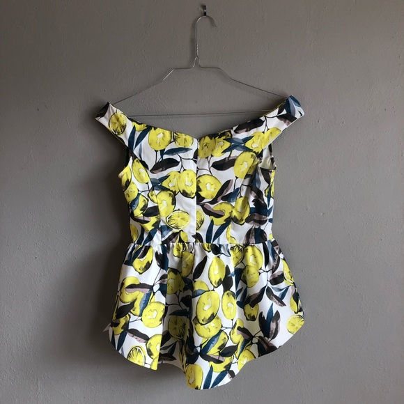 NWT Mustard Seed Lemon Off The Shoulder Peplum Top - Picture 6 of 7